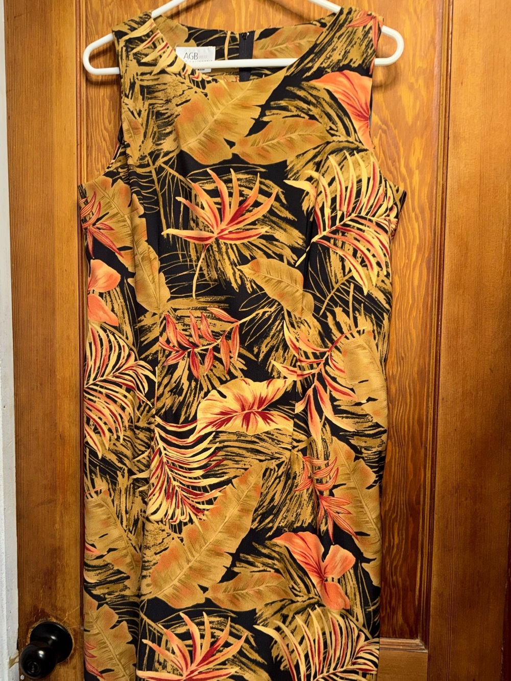 AGB Dress Byer California Vintage Y2K Tropical  A -Line Midi Shift Black/Gold